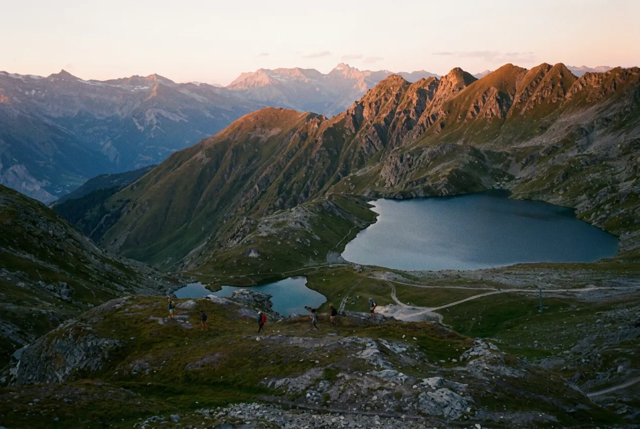 Pâturages alpins et lac d'altitude valaisan