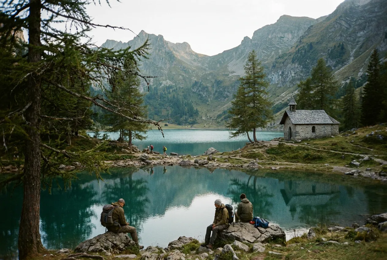 Le lac de Taney entouré de crêtes boisées, illustration topographique